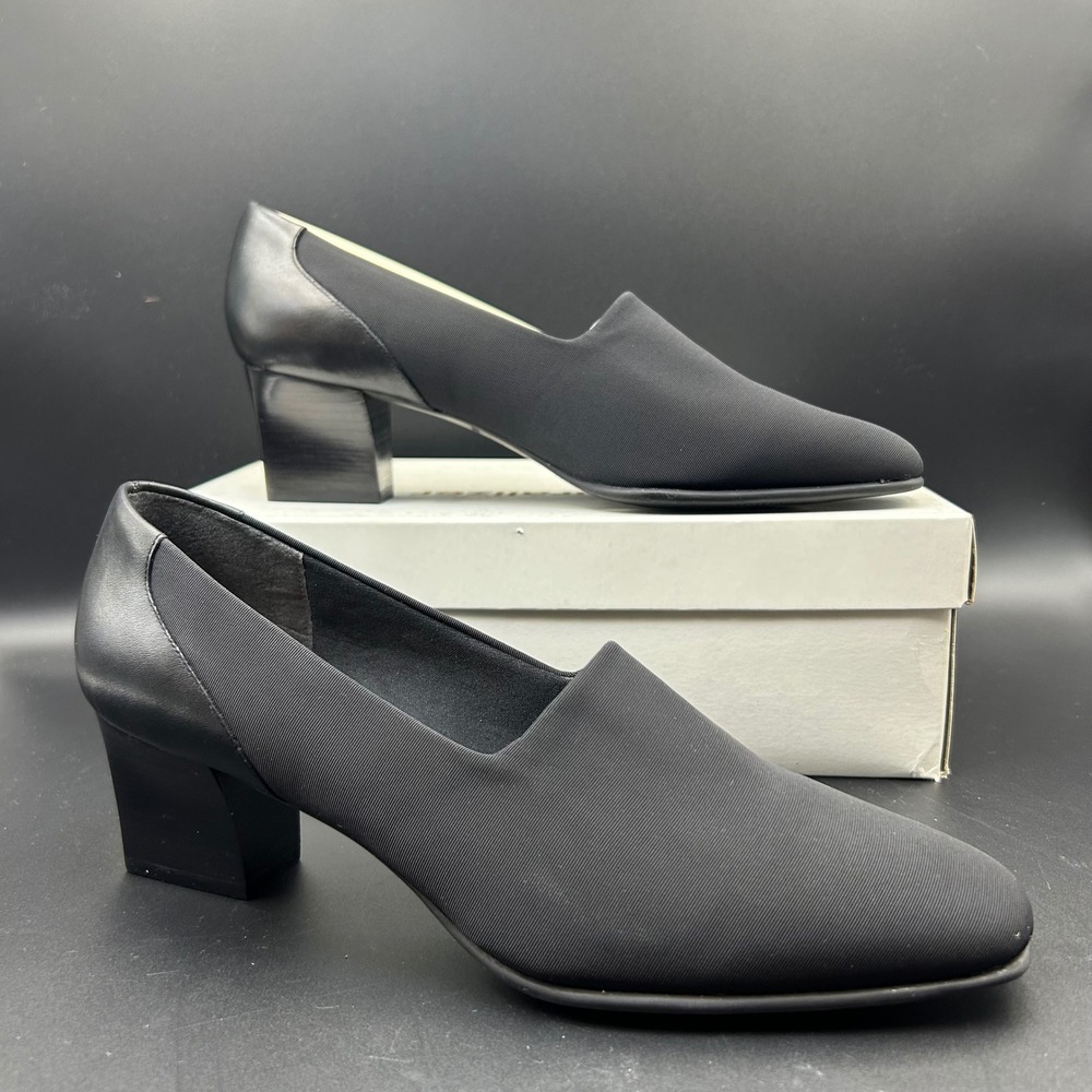 Naturalizer Jeannie Pumps Womens 9 Black Fabric Leather Block Heel Office Core